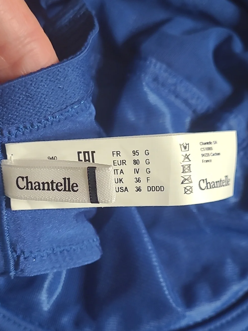 NWT Chantelle Orangerie 3-part Full Figure Blue Lace Trim Underwire Bra (C67610)